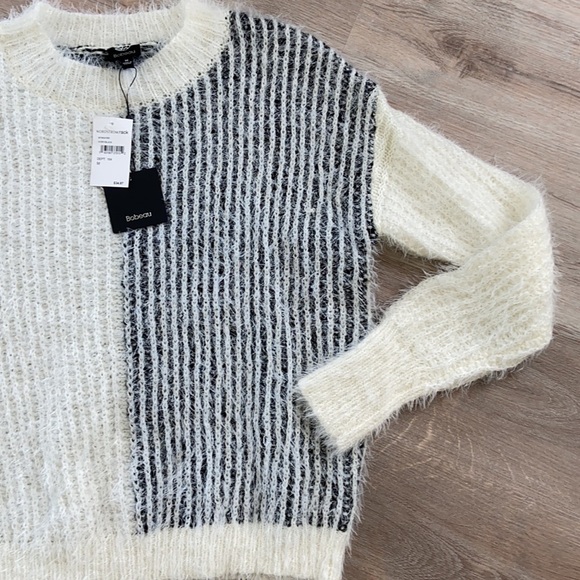 Bobeau Women’s Eyelash White Colorblock Pullover Sweater Size Medium NWT - Picture 4 of 10